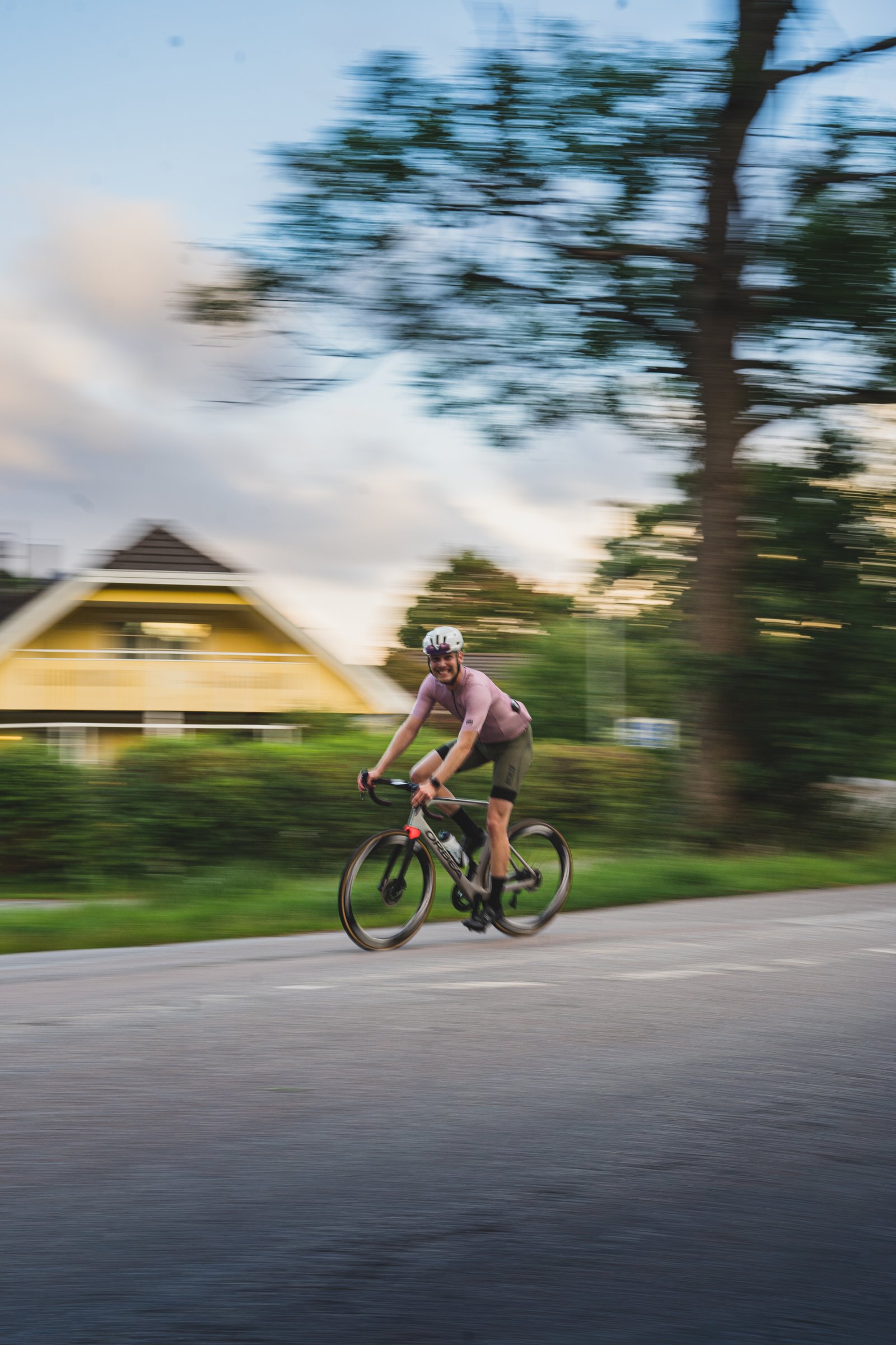Johan riding fast on a country road